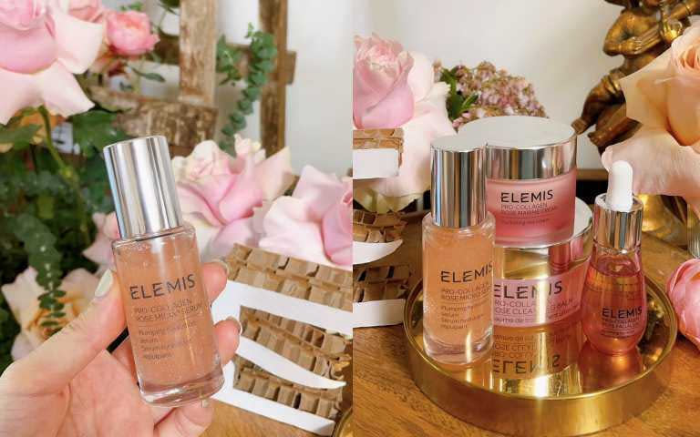 海洋膠原王者 ELEMIS 愛莉美繼今年三月推出即熱銷、備受保養迷與玫瑰粉熱愛的「海洋膠原玫瑰緊緻乳霜」後，為該家族再添一強大生力軍：海洋膠原玫瑰微導精華！現在全系列包括卸妝膏、微導精華、精華乳霜！通通是超療癒的玫瑰香。（圖／黃筱婷攝）