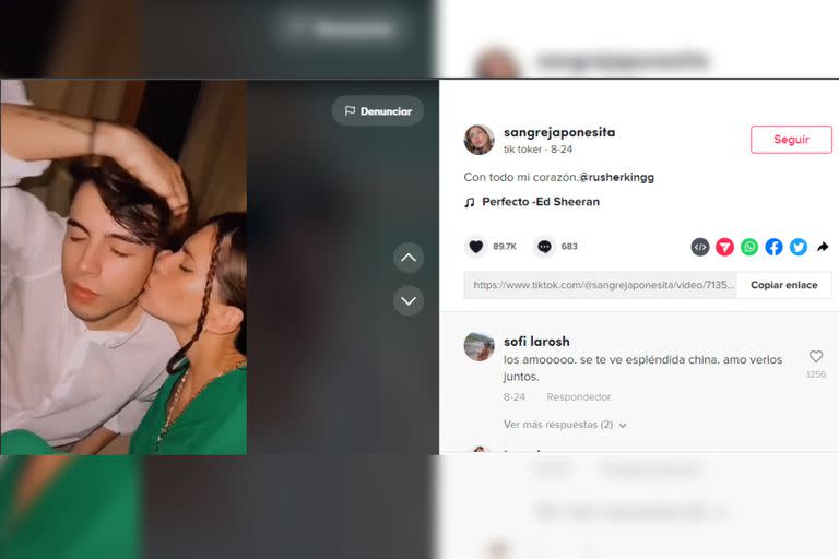 La actriz le dedicó un tierno video a su novio, donde rememoró sus momentos compartidos (Foto TikTok @sangrejaponesita)