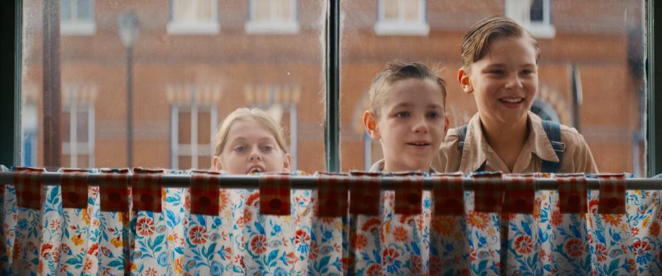 (From left to right) Hailey Bithell stars as Young Connie Hill, Jesse Berry as Young Rickey Hill and Mason Gillett as Young Robert Hill in "The Hill."