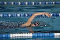 Palestinian swimmer Mary Al-Atrash, 22, who will represent Palestine at the 2016 Rio Olympics, trains in a swimming pool in Beit Sahour, near the West Bank town of Bethlehem, June 27, 2016. REUTERS/Ammar Awad