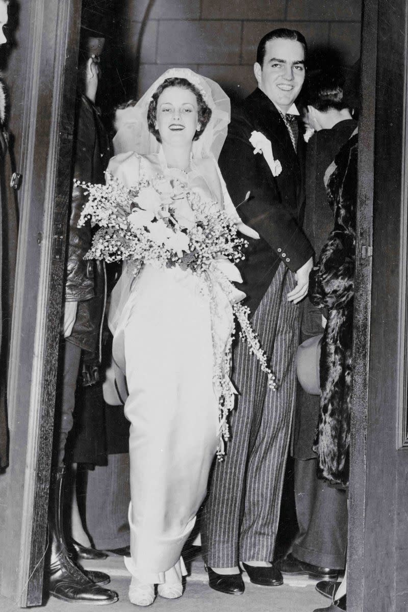 <p> In what was called Atlanta&apos;s wedding of the year, Catherine Wood Campbell married Randolph Apperson Hearst in 1938. Catherine was the only daughter of Morton Campbell, a wealthy telephone company executive while Randolph was the son of William Randolph Hearst, a media mogul (full disclosure: Marie Claire is a subsidiary of The Hearst Corporation). The wedding had nine bridesmaids and 15 groomsmen. The bride wore a white satin gown and tulle veil. The couple went on to have five daughters: Catherine, Virginia, Patty, Anne, and Vicki. </p>