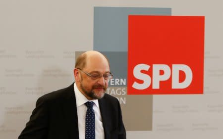 Martin Schulz, Germany's Social Democratic Party (SPD) leader during a press conference after party meeting in 'Kloster Irsee' in Irsee, Germany, January 17, 2018.    REUTERS/Michaela Rehle