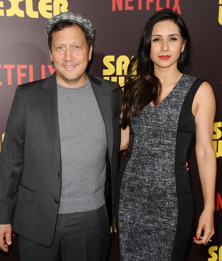 Rob Schneider posed with his wife, Patricia. 