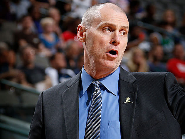 Rick Carlisle, and the headset perched behind the back of his neck. (Getty Images)