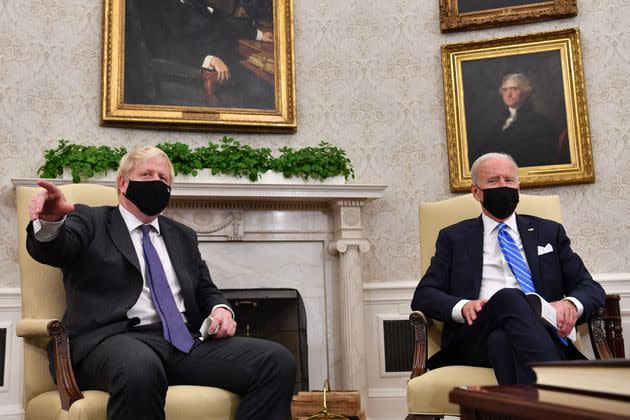 <strong>US president Joe Biden holds a bilateral meeting with UK prime minister Boris Johnson at the Oval Office of the White House in Washington.</strong> (Photo: NICHOLAS KAMM via Getty Images)