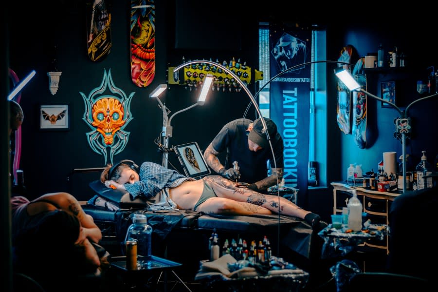 Last year’s Tattoo Showdown. Contestants gather to come out top in the Tattoo Showdown. (Courtesy Ink Against Cancer)