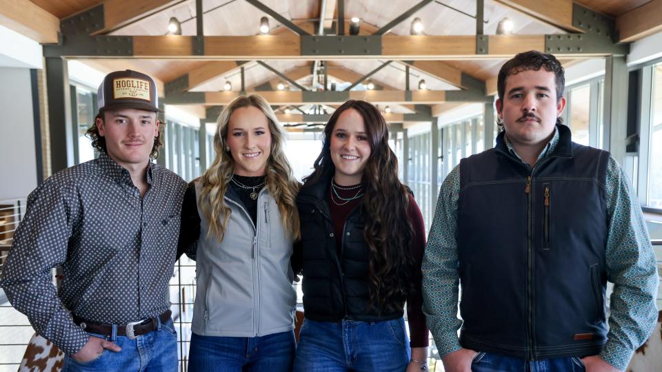 The Swartwood siblings — triplets Cale, from left, Kylee and Kynlee, and older brother Cody — all are attending West Texas A&M University, thanks in part to the Family Scholarship program.