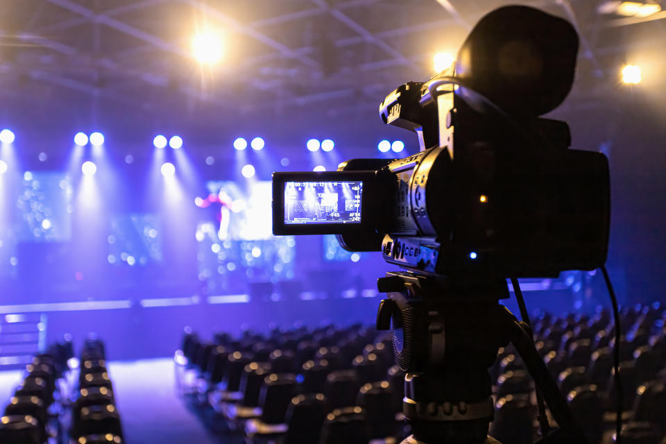 Professional HD video camera At the Studio is broadcast live