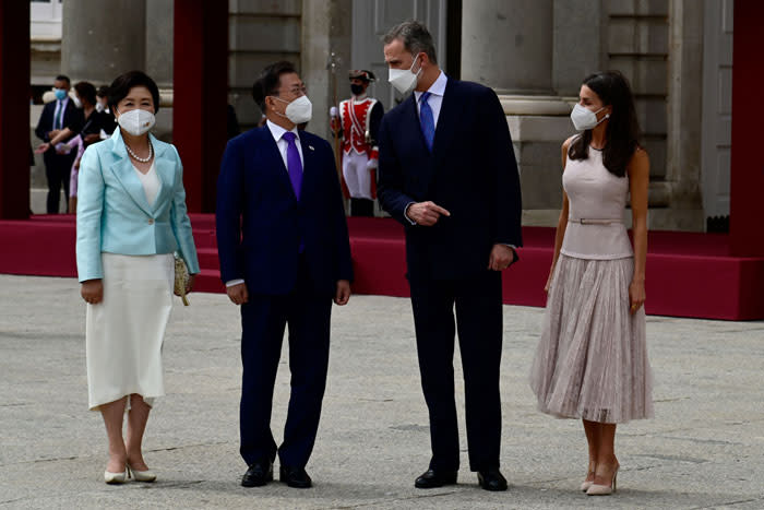 Rey Felipe, reina Letizia, presidente de Corea del Sur, Moon Jae-in, y su esposa, Kim Jung-sook