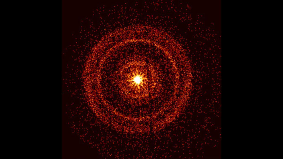 The brightest gamma-ray burst ever seen by the Swift X-Ray Telescope about an hour after it erupted.