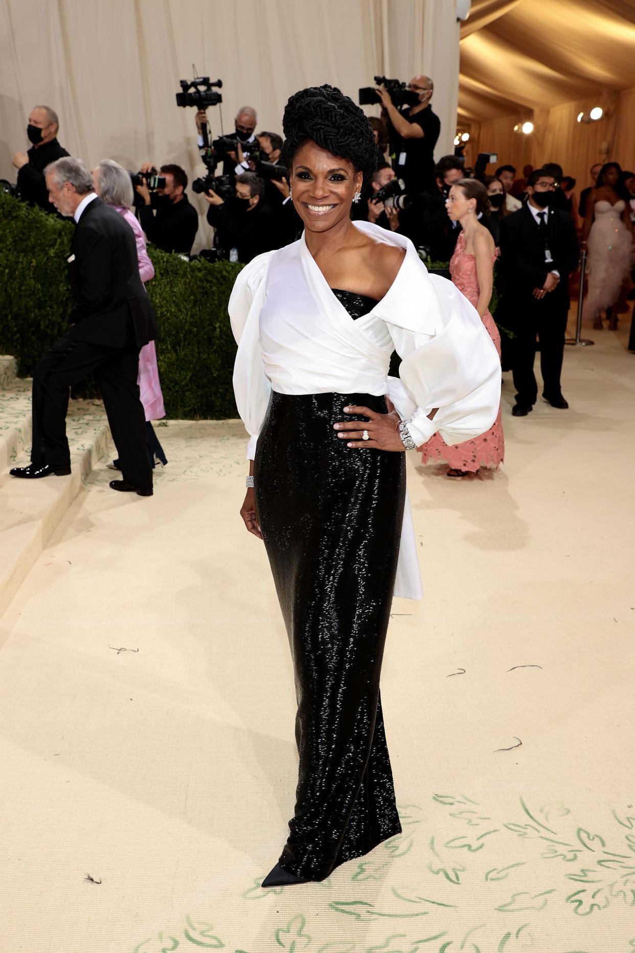 Audra McDonald attends The 2021 Met Gala Celebrating In America: A Lexicon Of Fashion at Metropolitan Museum of Art on Sept. 13, 2021 in New York.