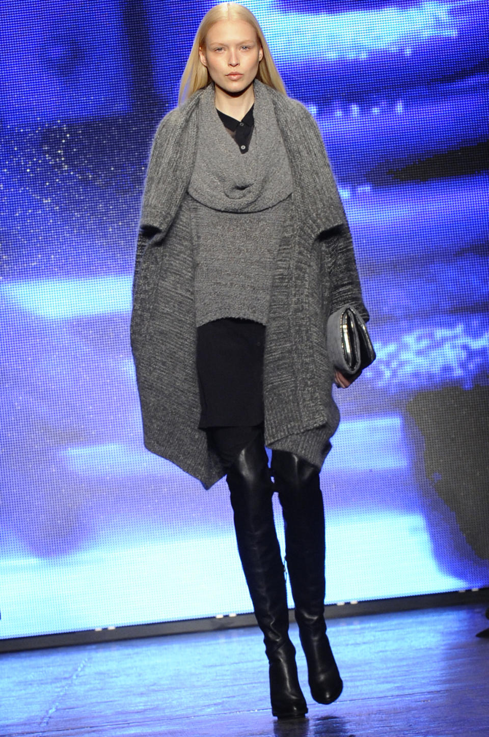 The DKNY Fall 2013 collection is modeled during Fashion Week, Sunday, Feb. 10, 2013, in New York. (AP Photo/Louis Lanzano)