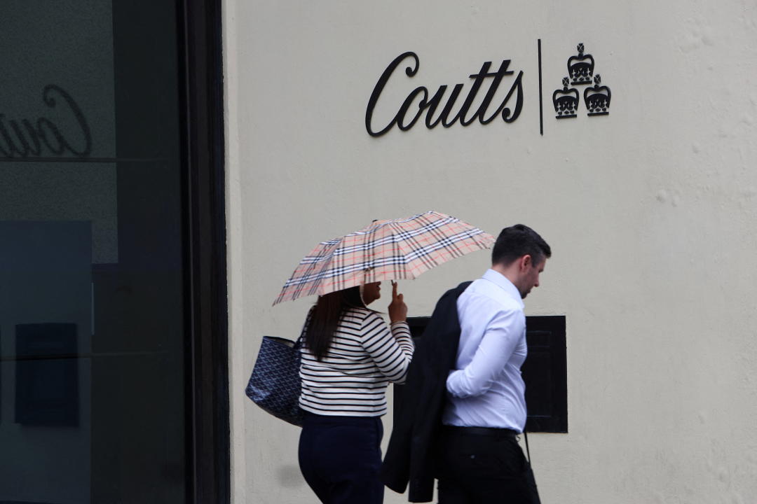 A signage is seen outside a branch of Coutts Bank in London, Britain, July 26, 2023. REUTERS/Susannah Ireland