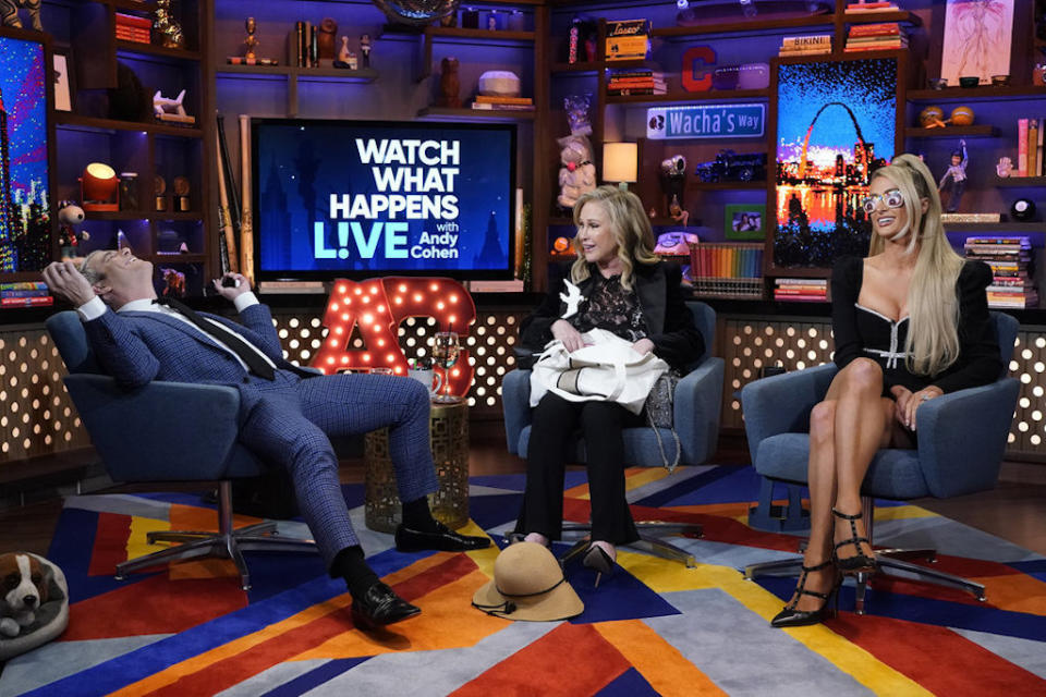 Paris and Kathy Hilton on ‘Watch What Happens Live’ on Jan. 26, 2022. - Credit: Charles Sykes/Bravo