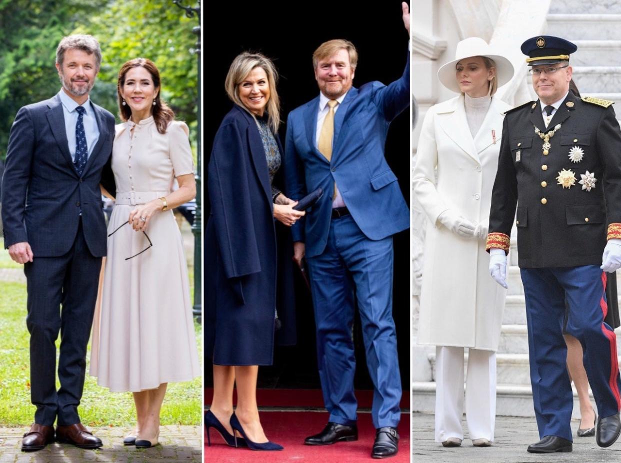 Crown Prince Frederik of Denmark and Crown Princess Mary of Denmark, Queen Maxima of and King Willem-Alexander of The Netherlands, and Princess Charlene of Monaco and Prince Albert II of Monaco.