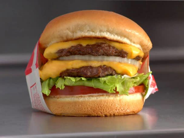 <div class="caption-credit">Photo by: In-N-Out Burger</div><b>6. In-N-Out Double-Double</b> <br> If one 100-percent-pure American beef patty topped with a slice of American cheese is enticing, then two can only be that much better, or so thought the masterminds who introduced In-N-Out's famed Double-Double in 1965. The Double-Double stacks two beef patties, two slices of American cheese, lettuce, tomato, white onion, and In-N-Out's secret family sauce (the same recipe since 1948) atop a freshly baked bun. Feeling like a double-dare? Order a "4x4" off the Not-So-Secret Menu for four patties and four slices of cheese. <br> <b>More from Gourmet:</b> <br> <b><a href="http://www.gourmet.com/recipes/menus/2008/08/burger-slideshow?mbid=synd_yshine" rel="nofollow noopener" target="_blank" data-ylk="slk:Gourmet's 12 Best Burgers of All Time" class="link ">Gourmet's 12 Best Burgers of All Time</a> <br></b> <b><a href="http://www.gourmet.com/recipes/2000s/2009/03/sandwiches-of-the-world-slideshow#slide=1?mbid=synd_yshine" rel="nofollow noopener" target="_blank" data-ylk="slk:The Best Sandwiches Around the World" class="link ">The Best Sandwiches Around the World</a> <br></b> <br>
