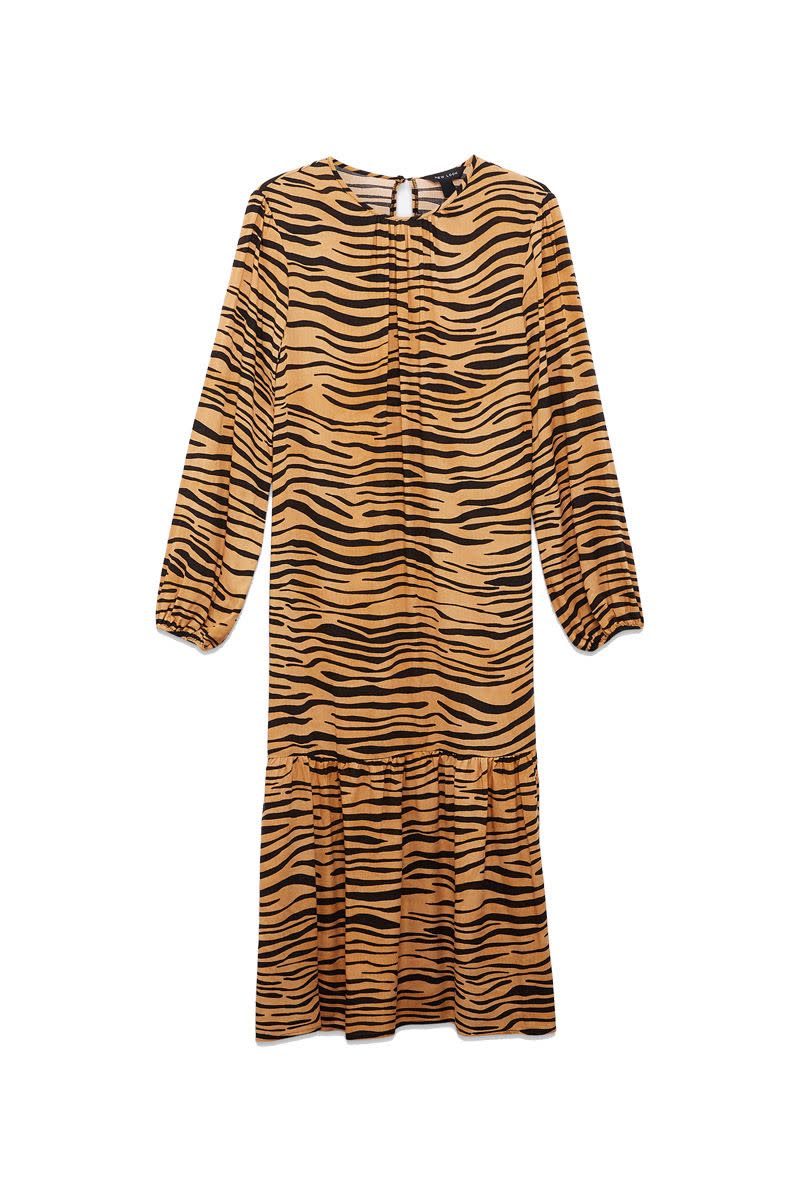 New Look Tiger Print Tiered Midi Dress