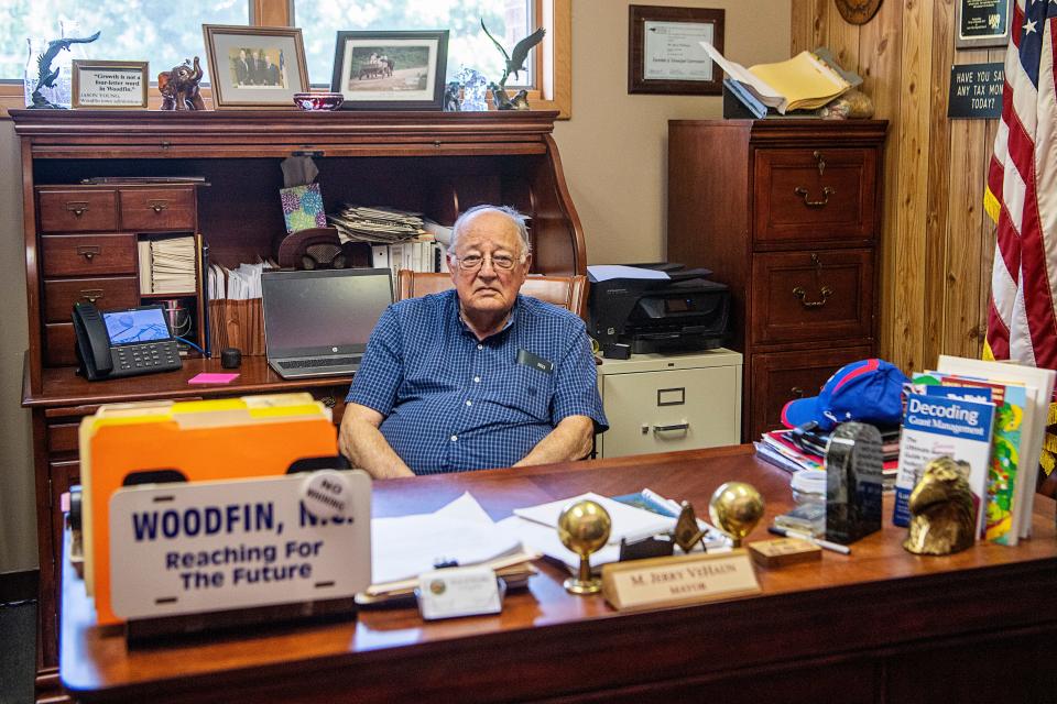 Woodfin Mayor Jerry VeHaun in his office July 6, 2023.