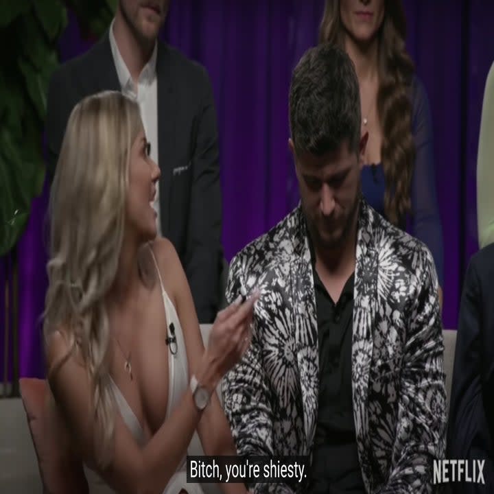 Amber calls Jessica a fake bitch in the reunion while her husband Barnett wisely keeps his mouth shut and looks down at the ground.