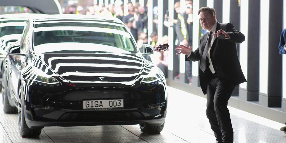 Elon Musk at the Tesla giga-factory in Berlin.