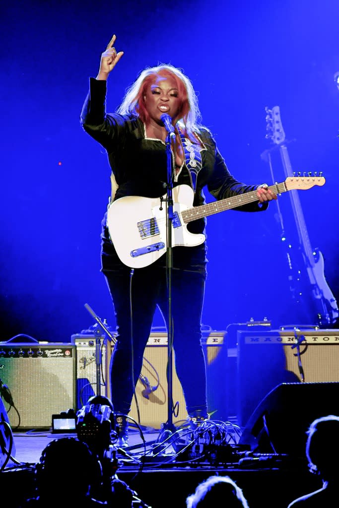 NASHVILLE, TENNESSEE - MARCH 20: Yola performs onstage during the Love Rising: Let Freedom Sing (and Dance) A Celebration Of Life, Liberty And The Pursuit Of Happiness show at Bridgestone Arena on March 20, 2023 in Nashville, Tennessee. (Photo by Jason Kempin/Getty Images)