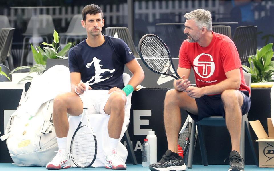 Djokovic with his coach, former Wimbledon champion Goran Ivanisevic - Getty