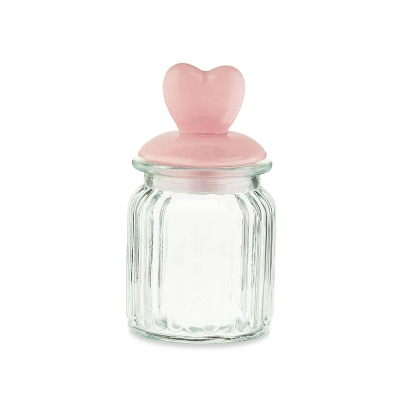 Valentine’s Day Pink Heart Glass Jar Decoration