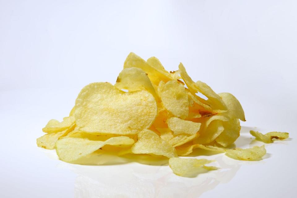 <p>The high calorie count, sodium content and fat in this crunchy snack can really bog you down, not to mention the fact that they are typically void of fiber and protein.</p>