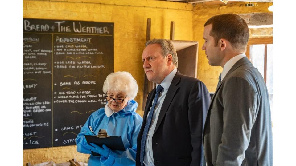 Fleur Perkins (ANNETTE BADLAND), DCI John Barnaby (NEIL DUDGEON) and DS Jamie Winter (NICK HENDRIX) in Midsomer Murders