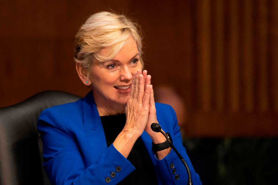 Former Michigan Governor Jennifer Granholm speaks during the Senate Energy and Natural Resources Committee hearing to examine her nomination to be Secretary of Energy, on Capitol Hill in Washington, DC, on January 27, 2021.