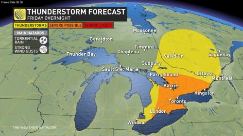 Ontario storm risk Friday night