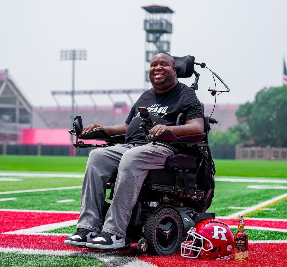 Eric LeGrand, former Rutgers University Scarlet Knights defensive tackle who was paralyzed during a game, announces a business partnership with his alma mater.