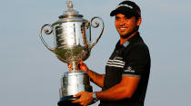 Jason Day finall broke his duck, claiming the 2015 US PGA Championship. Image: Getty