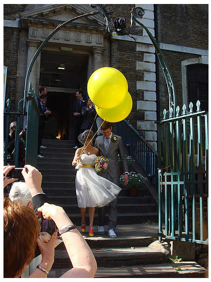 Color coordinate your dress's sash with oversize balloons for a major visual impact as you leave…