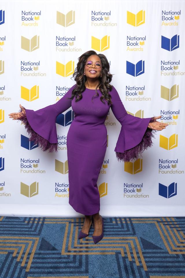 Oprah Winfrey Pops in Purple Lapel Blazer Dress at GLAAD Media Awards