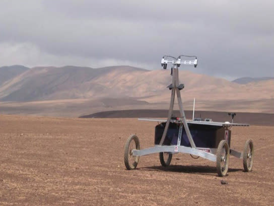 The four-wheeled, solar-powered Zoë rover completed a two-week traverse of Chile's Atacama Desert on June 29, 2013.