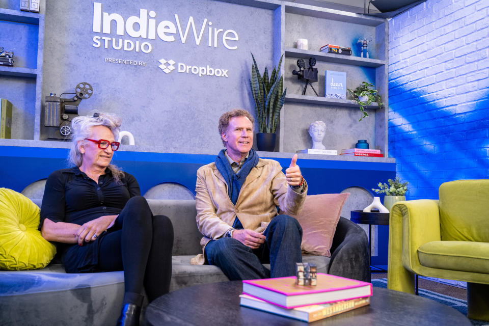 Harper Steele and Will Ferrell at the IndieWire Sundance Studio, Presented by Dropbox held on January 22, 2024 in Park City, Utah.