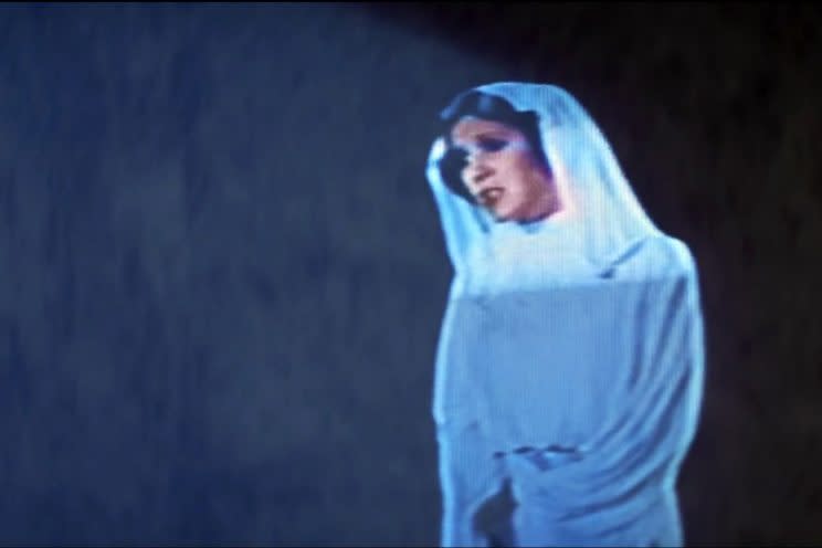 Princess Leia famously appears as a talking hologram in the original Star Wars film (Lucasfilm)