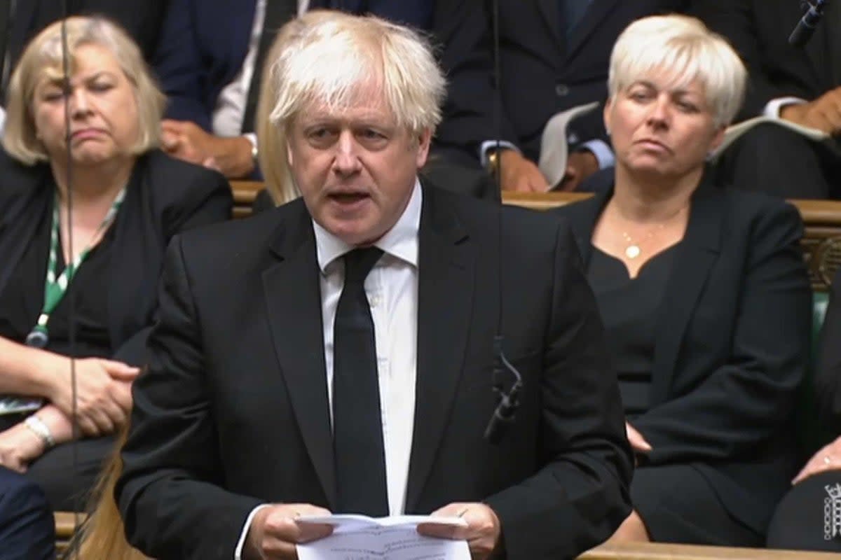 Former prime minister Boris Johnson reading a tribute out in the House of Commons (PA) (PA Wire)