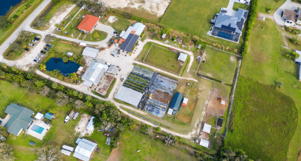 Aerial of Southern Fresh Farms in south Fort Myers.