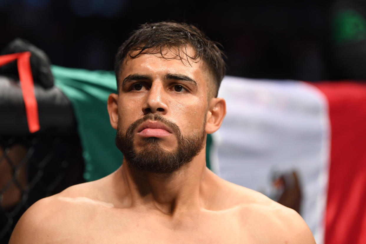 MEXICO CITY, MEXICO - SEPTEMBER 21:  Yair Rodriguez of Mexico prepares to enter the Octagon prior to his featherweight bout during the UFC Fight Night event on September 21, 2019 in Mexico City, Mexico. (Photo by Josh Hedges/Zuffa LLC/Zuffa LLC via Getty Images)