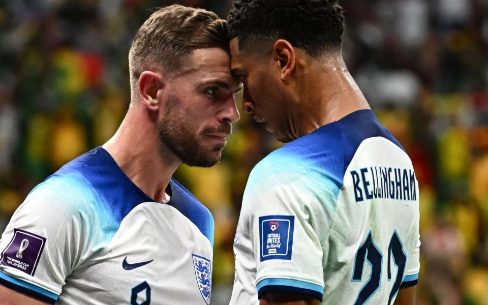 Jordan Henderson (left) and Jude Bellingham - Legacy numbers, tattoos and bromances: Days of the England cliques are long gone - Anne-Christine Poujoulat/Getty Images