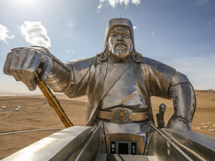 A view of the Genghis Khan statue in Ulaanbaatar, Mongolia.