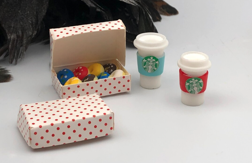 Elf on the Shelf ideas and accessories: This donut and coffee combo are just what your elf needs to stay fueled up.