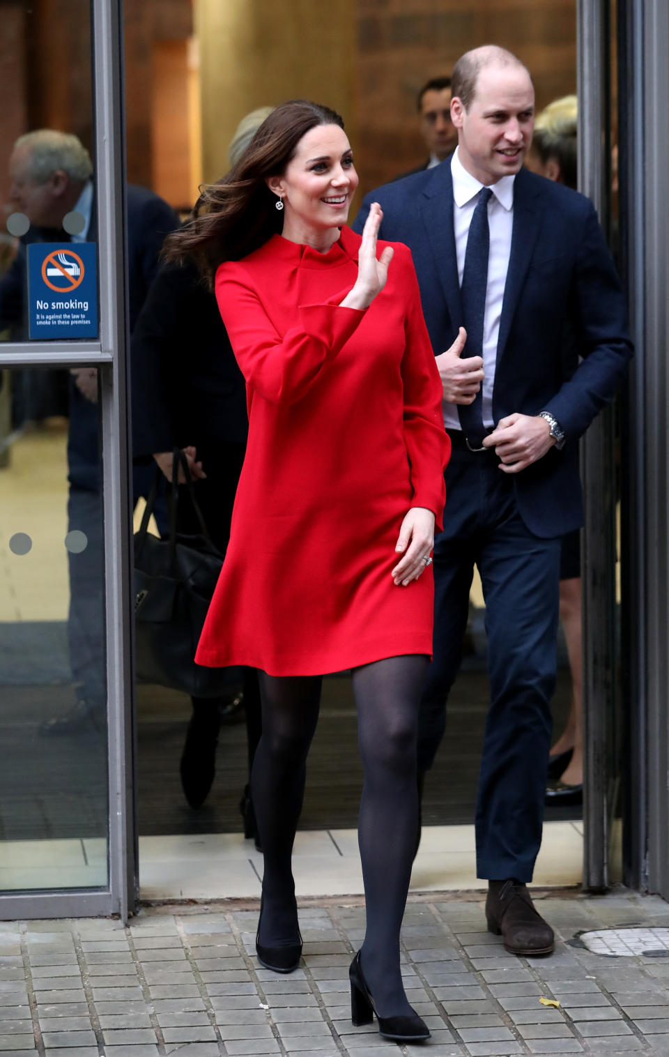 The red Goat dress the Duchess wore on the outing. (Photo: Getty Images)