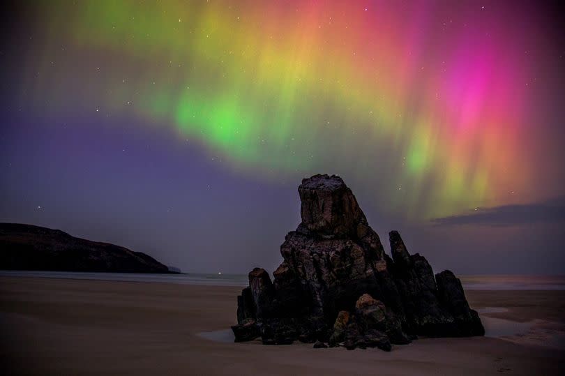 The Northern Lights at Garry Beach in Tolsta, Isle of Lewis.