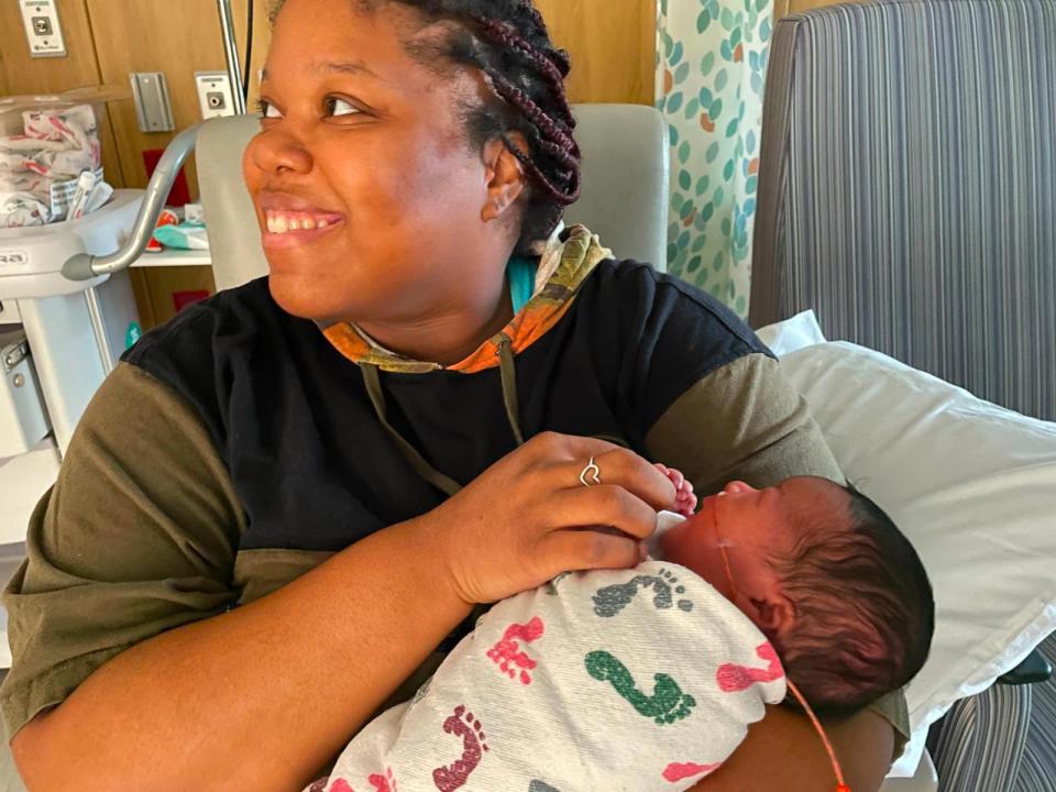 PHOTO: Angelia Tutt with her newborn son Kendrick. (Cone Health)