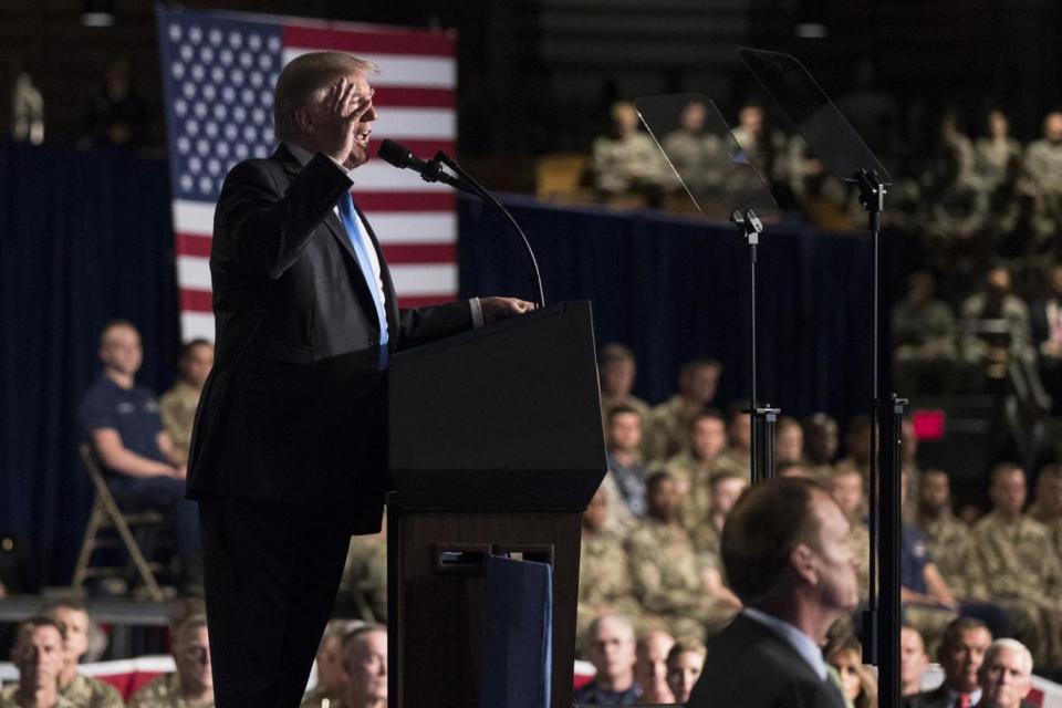 Trump delivers his speech to troops, calling for more military intervention in Afghanistan