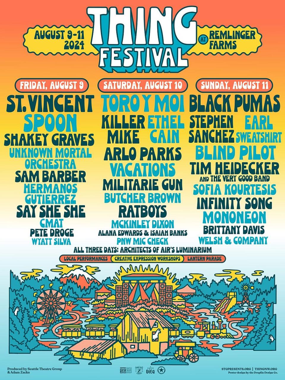 thing festival 2024 lineup st vincent spoon black pumas toro y moi poster
