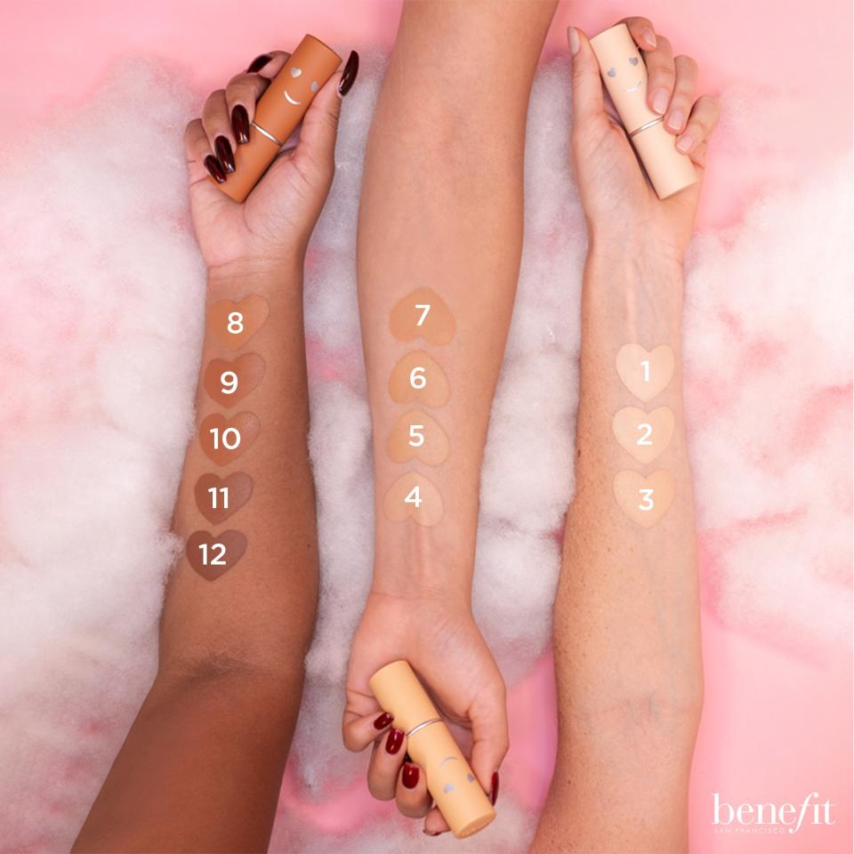 Benefit's Hello Happy Air Stick comes in 12 different shades. (Image via Benefit). 